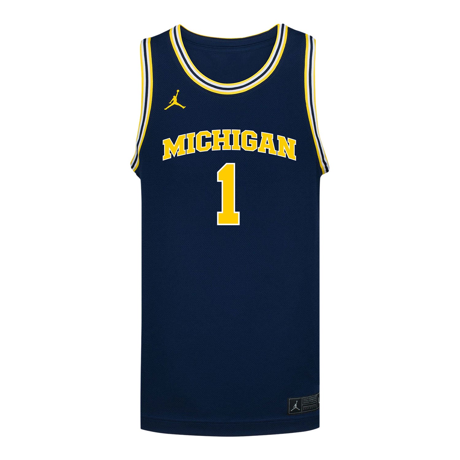 Michigan Wolverines #1 Trey McKenney Student Athlete Blue Basketball Jersey - Front View