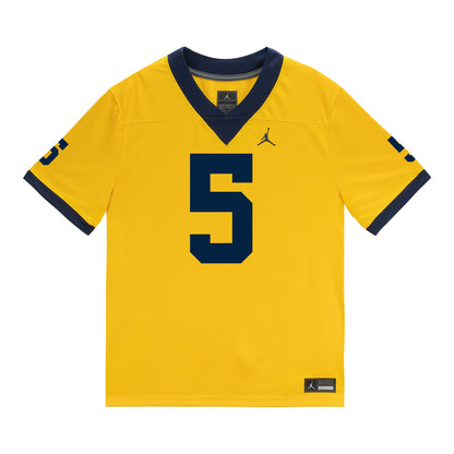 Michigan Wolverines #5 Savion Hiter Student Athlete Maize Football Jersey - Front View