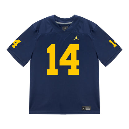 Michigan Wolverines #14 Carter Meadows Student Athlete Blue Football Jersey