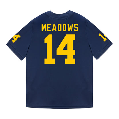 Michigan Wolverines #14 Carter Meadows Student Athlete Blue Football Jersey