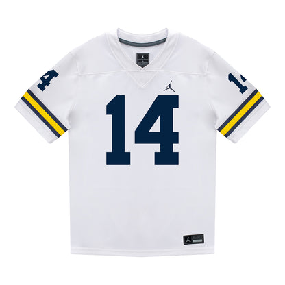 Michigan Wolverines #14 Carter Meadows Student Athlete White Football Jersey