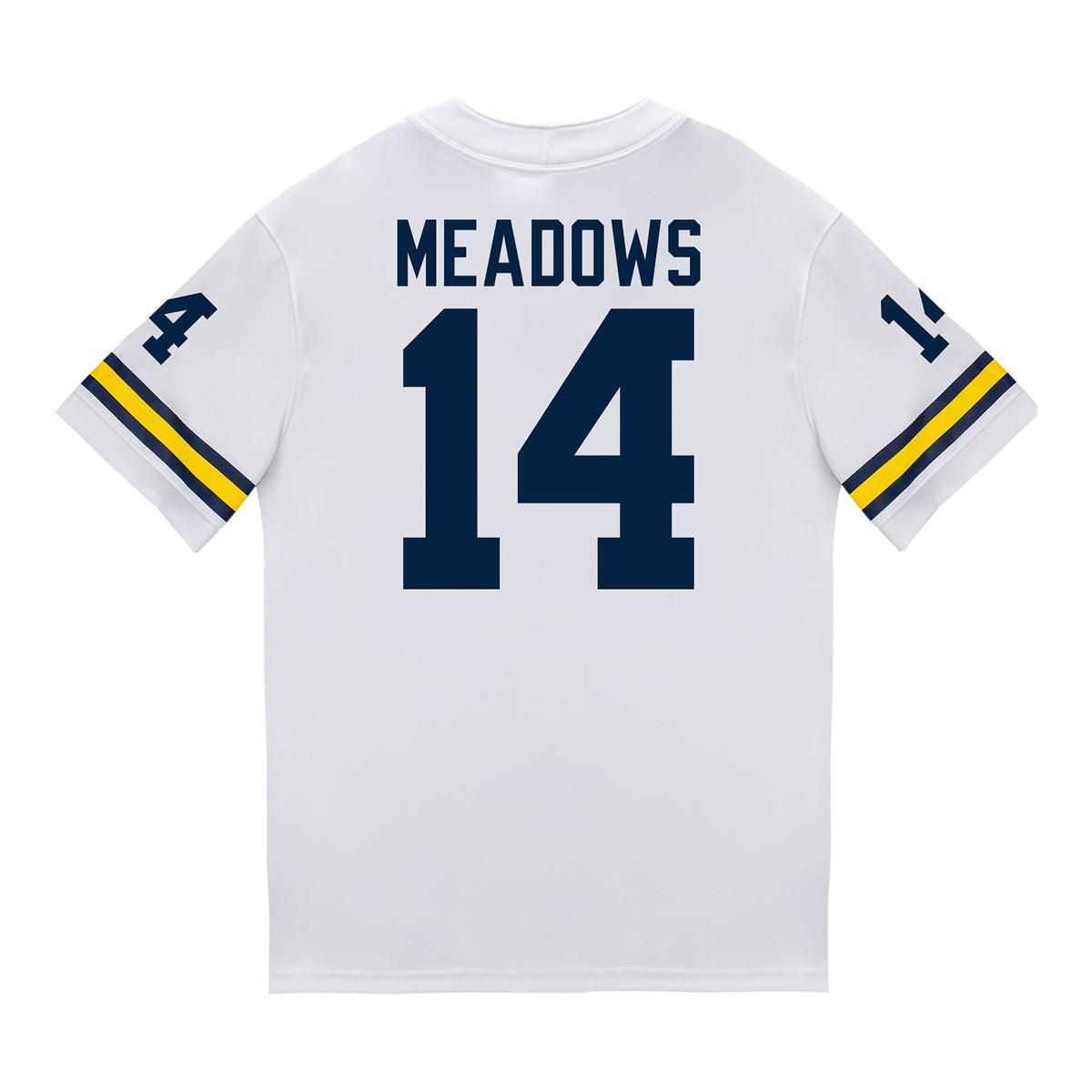 Michigan Wolverines #14 Carter Meadows Student Athlete White Football Jersey