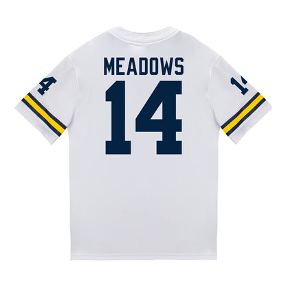 Michigan Wolverines #14 Carter Meadows Student Athlete White Football Jersey