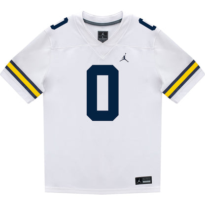 Michigan Wolverines #0 Tre Williams Student Athlete White Football Jersey - Front View