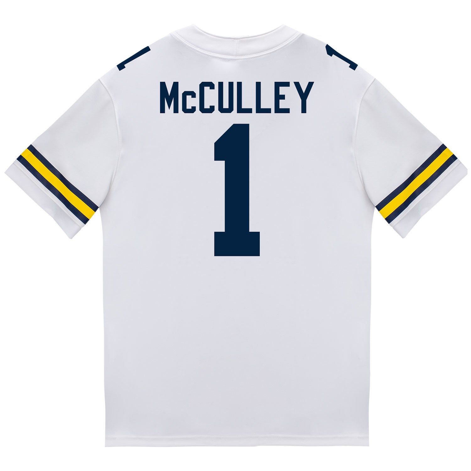 Michigan Wolverines #1 Donaven McCulley Student Athlete White Football Jersey - Back View