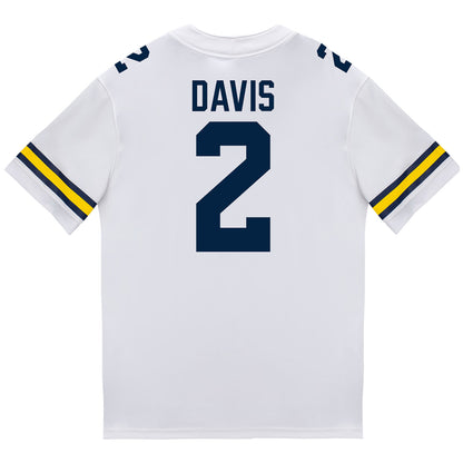 Michigan Wolverines #2 Jadyn Davis Student Athlete White Football Jersey - Back View
