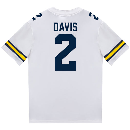 Michigan Wolverines #2 Jadyn Davis Student Athlete White Football Jersey - Back View