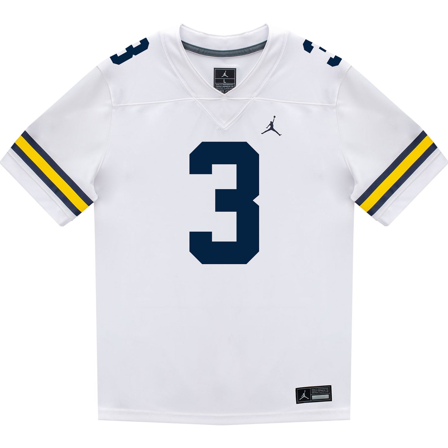 Michigan Wolverines #3 Fredrick Moore Student Athlete White Football Jersey - Front View