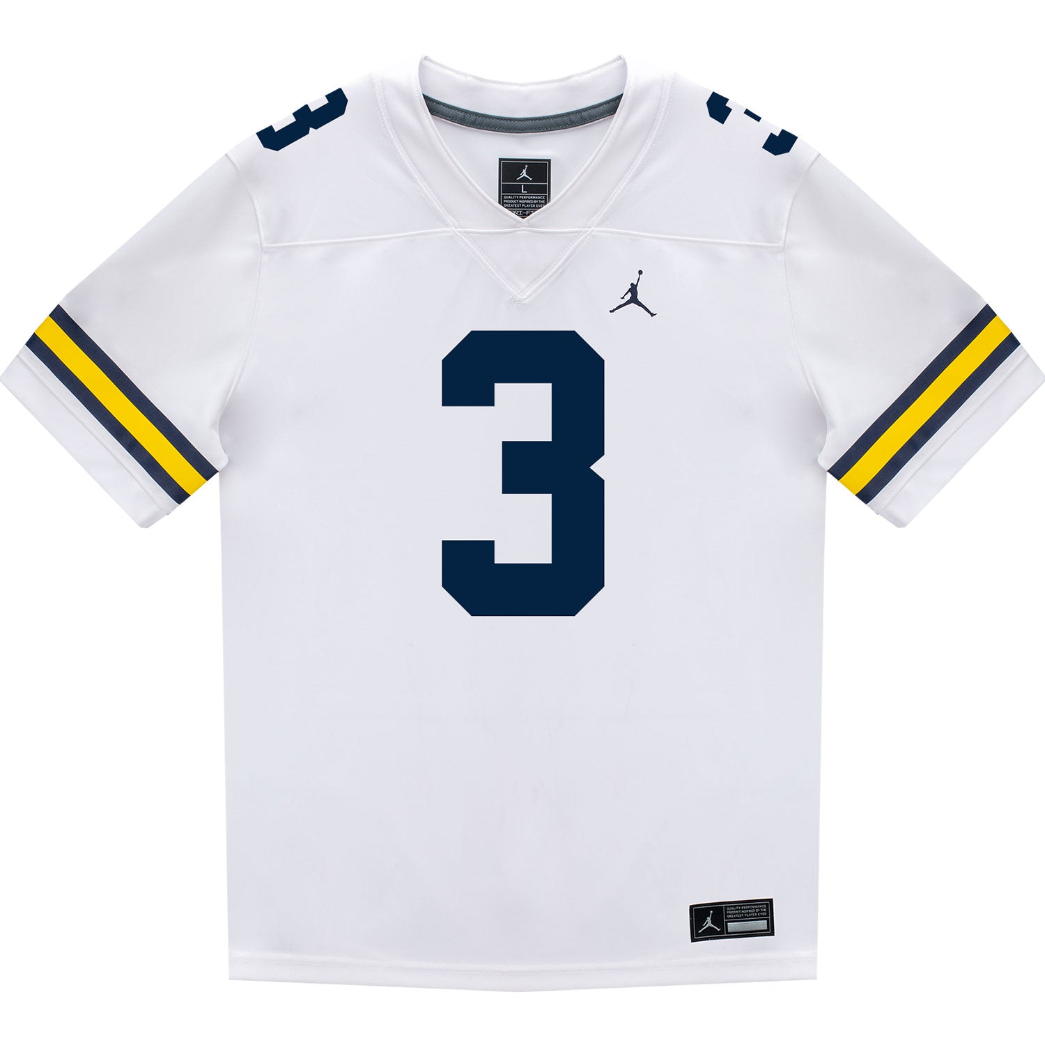Michigan Wolverines #3 Fredrick Moore Student Athlete White Football Jersey - Front View