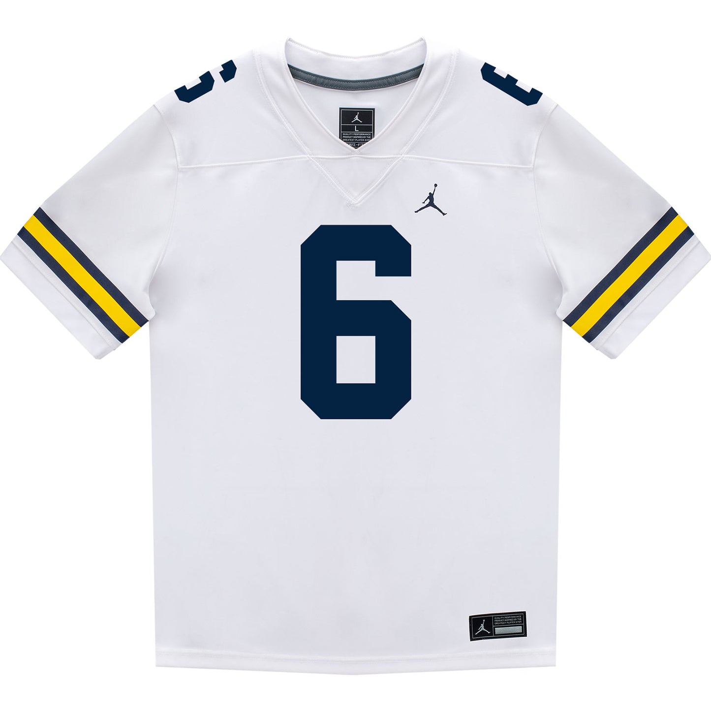 Michigan Wolverines #6 Brandyn Hillman Student Athlete White Football Jersey - Front View