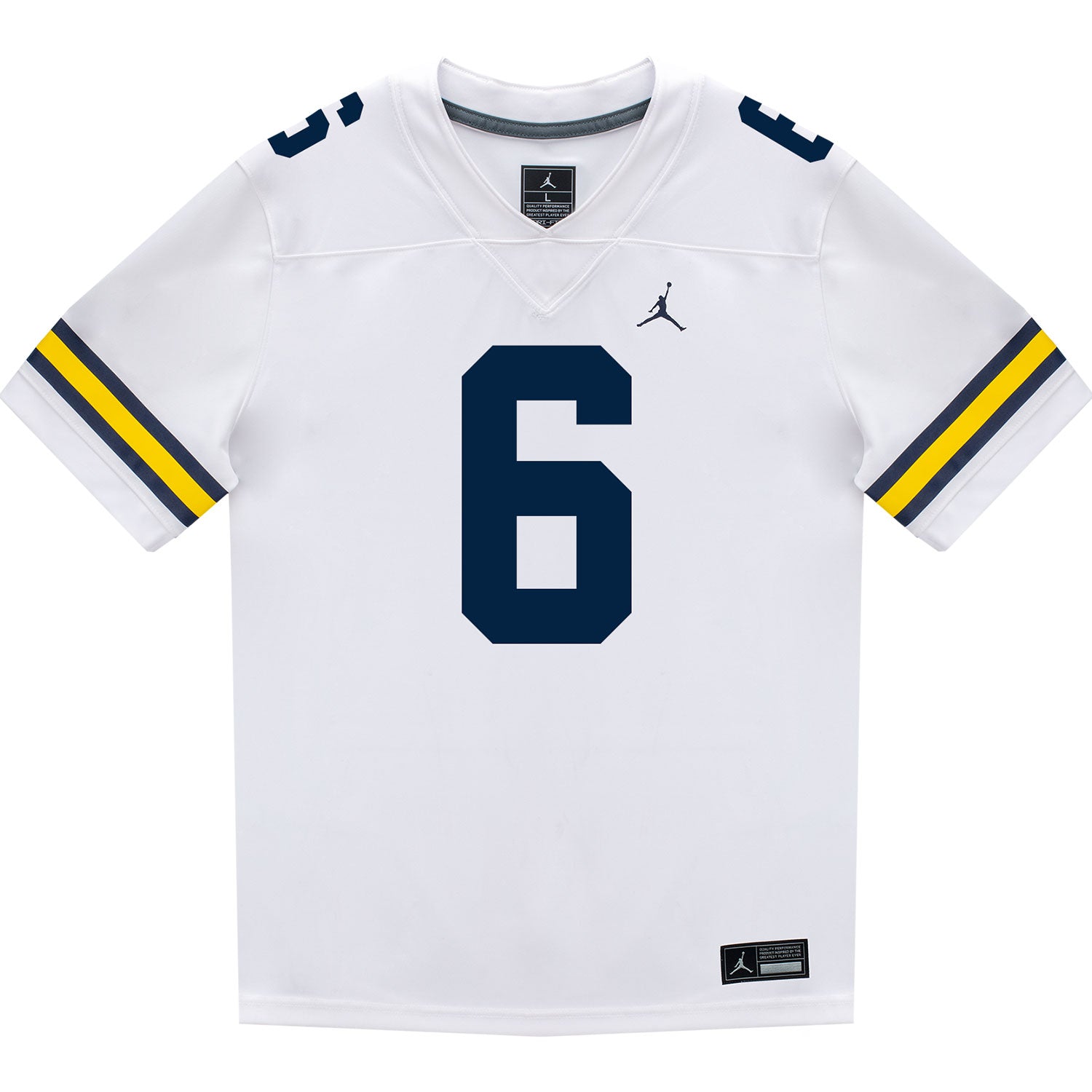 Michigan Wolverines #6 Brandyn Hillman Student Athlete White Football Jersey - Front View