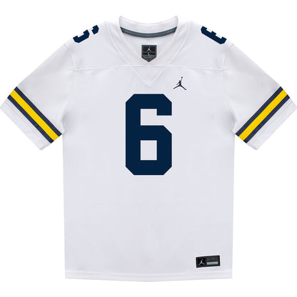Michigan Wolverines #6 Brandyn Hillman Student Athlete White Football Jersey - Front View