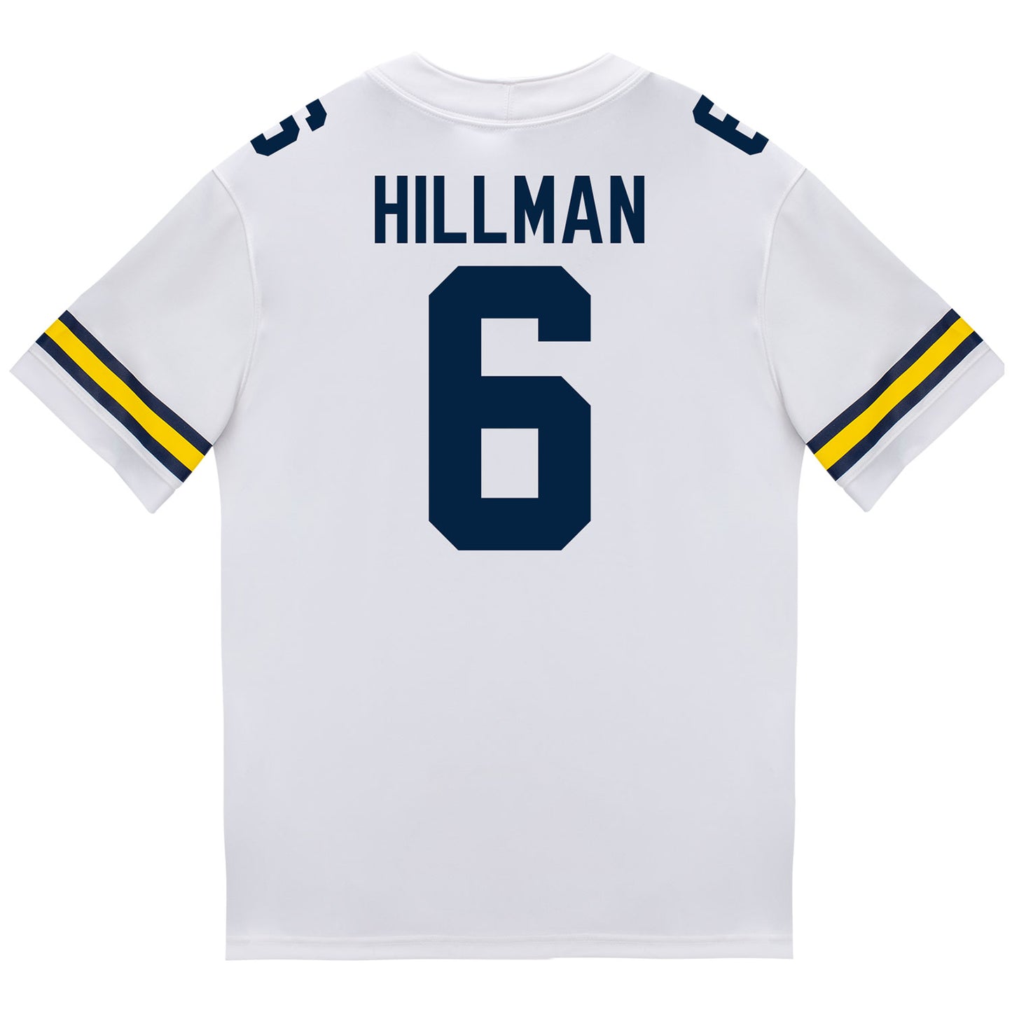 Michigan Wolverines #6 Brandyn Hillman Student Athlete White Football Jersey - Back View