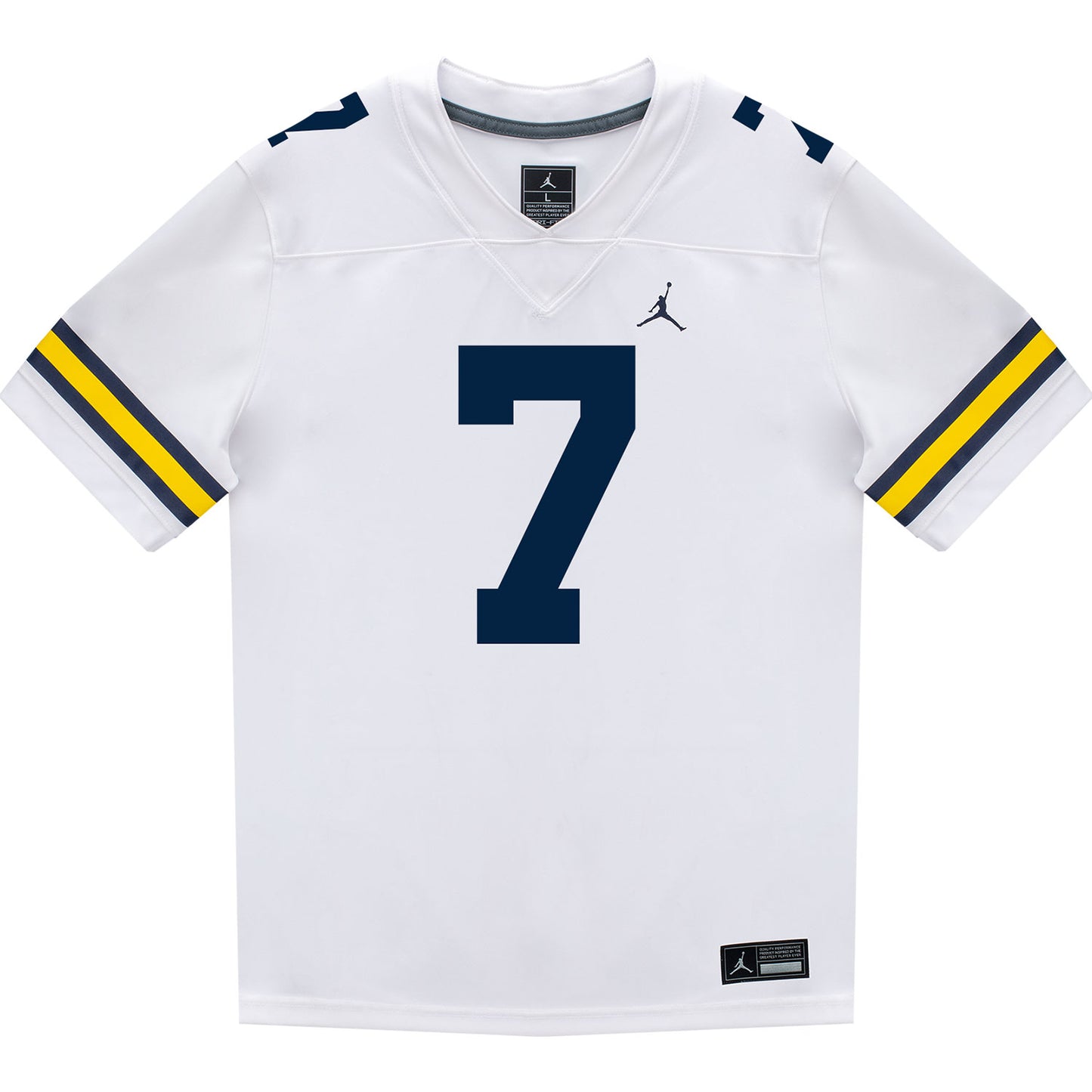 Michigan Wolverines #7 TJ Metcalf Student Athlete White Football Jersey - Front View