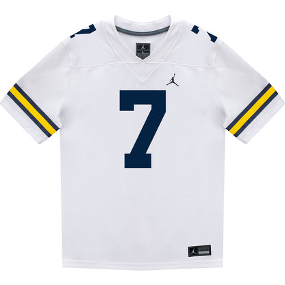 Michigan Wolverines #7 TJ Metcalf Student Athlete White Football Jersey - Front View