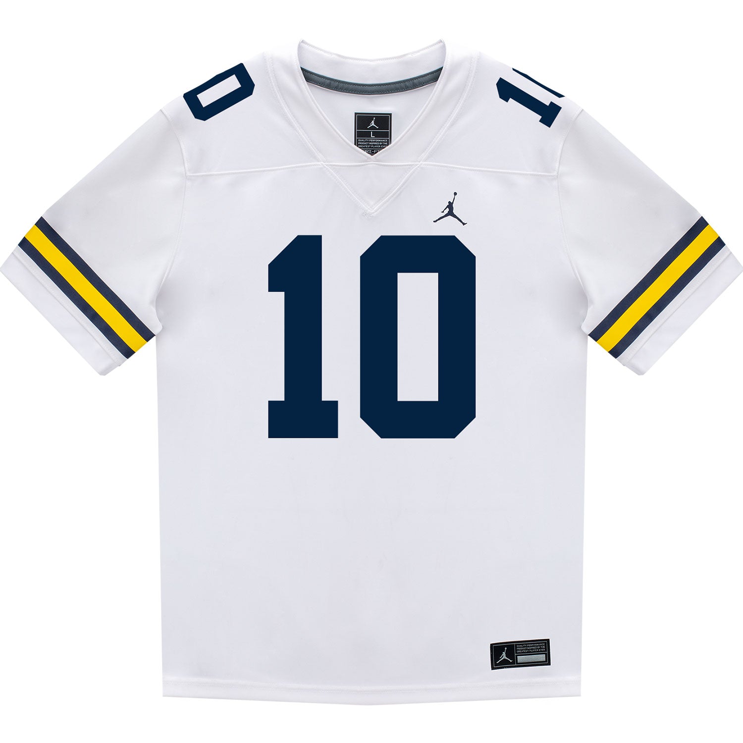 Michigan Wolverines #10 Zeke Berry Student Athlete White Football Jersey - Front View