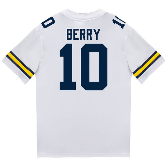 Michigan Wolverines #10 Zeke Berry Student Athlete White Football Jersey - Back View