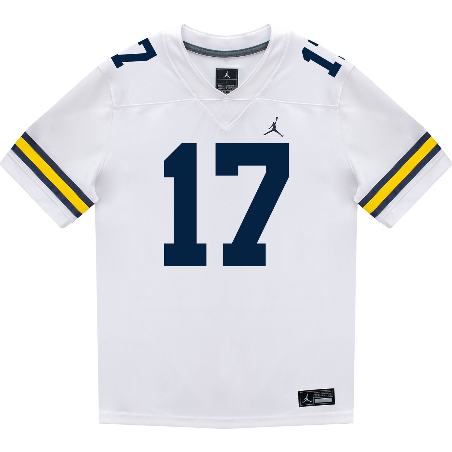 Michigan Wolverines #17 Enow Etta Student Athlete White Football Jersey - Front View