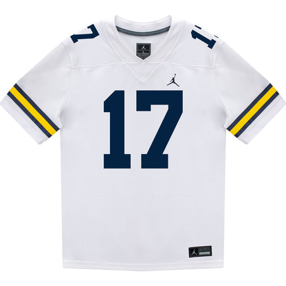Michigan Wolverines #17 Enow Etta Student Athlete White Football Jersey - Front View