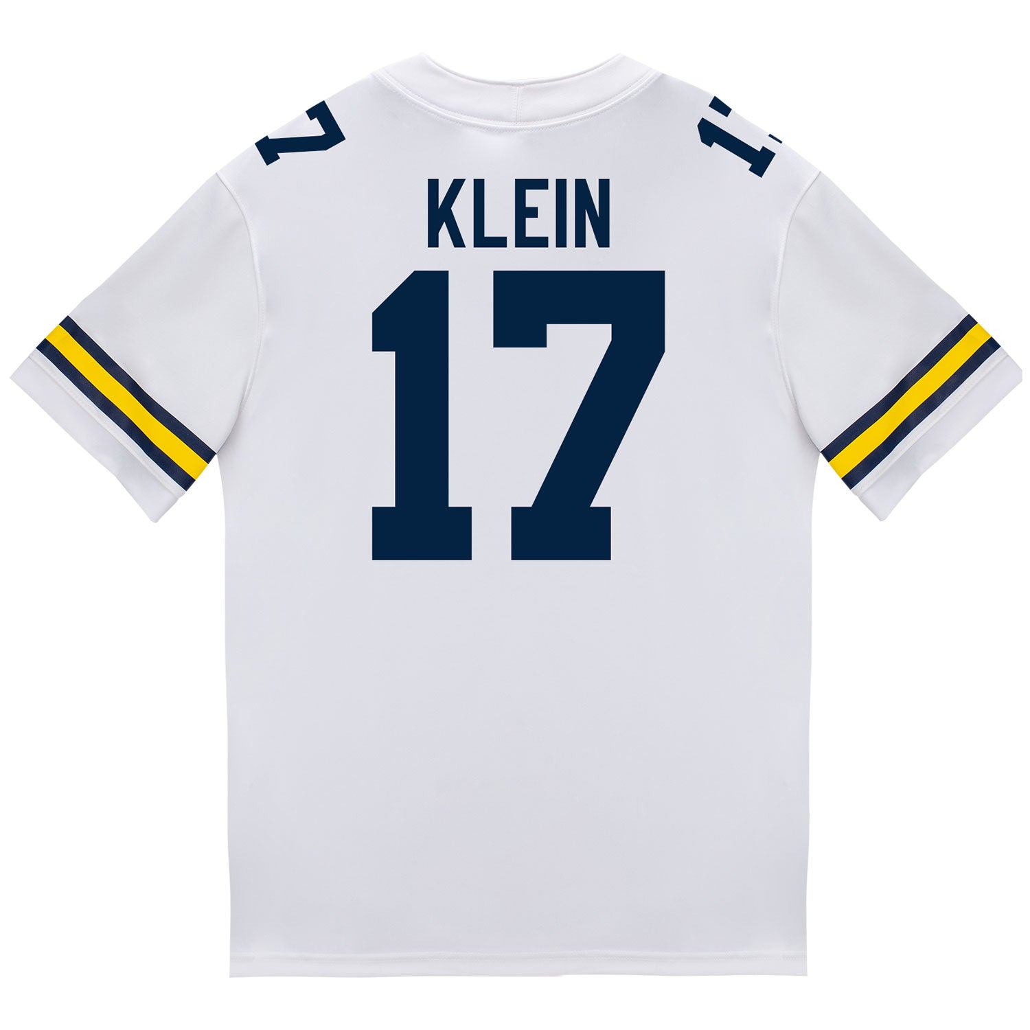 Michigan Wolverines #17 Marlin Klein Student Athlete White Football Jersey - Back View