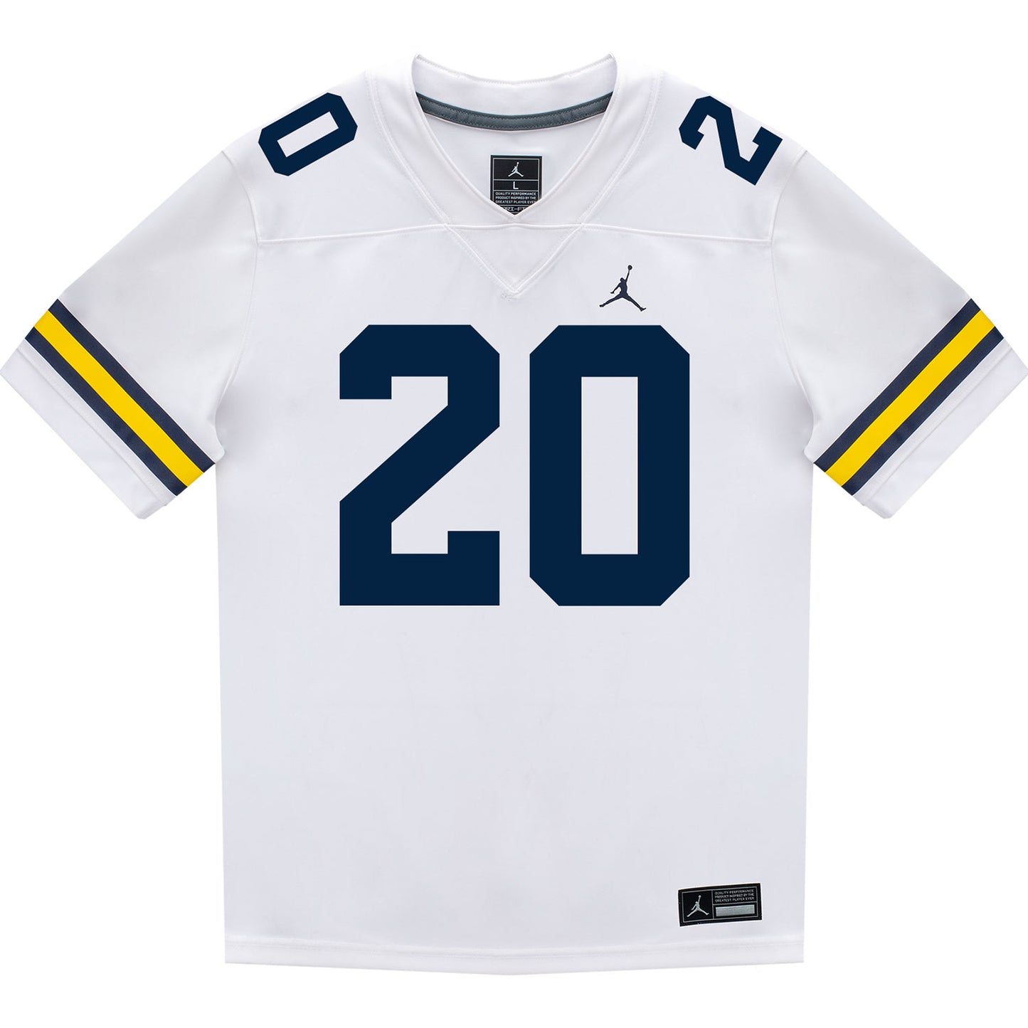 Michigan Wolverines #20 Jyaire Hill Student Athlete White Football Jersey - Front View