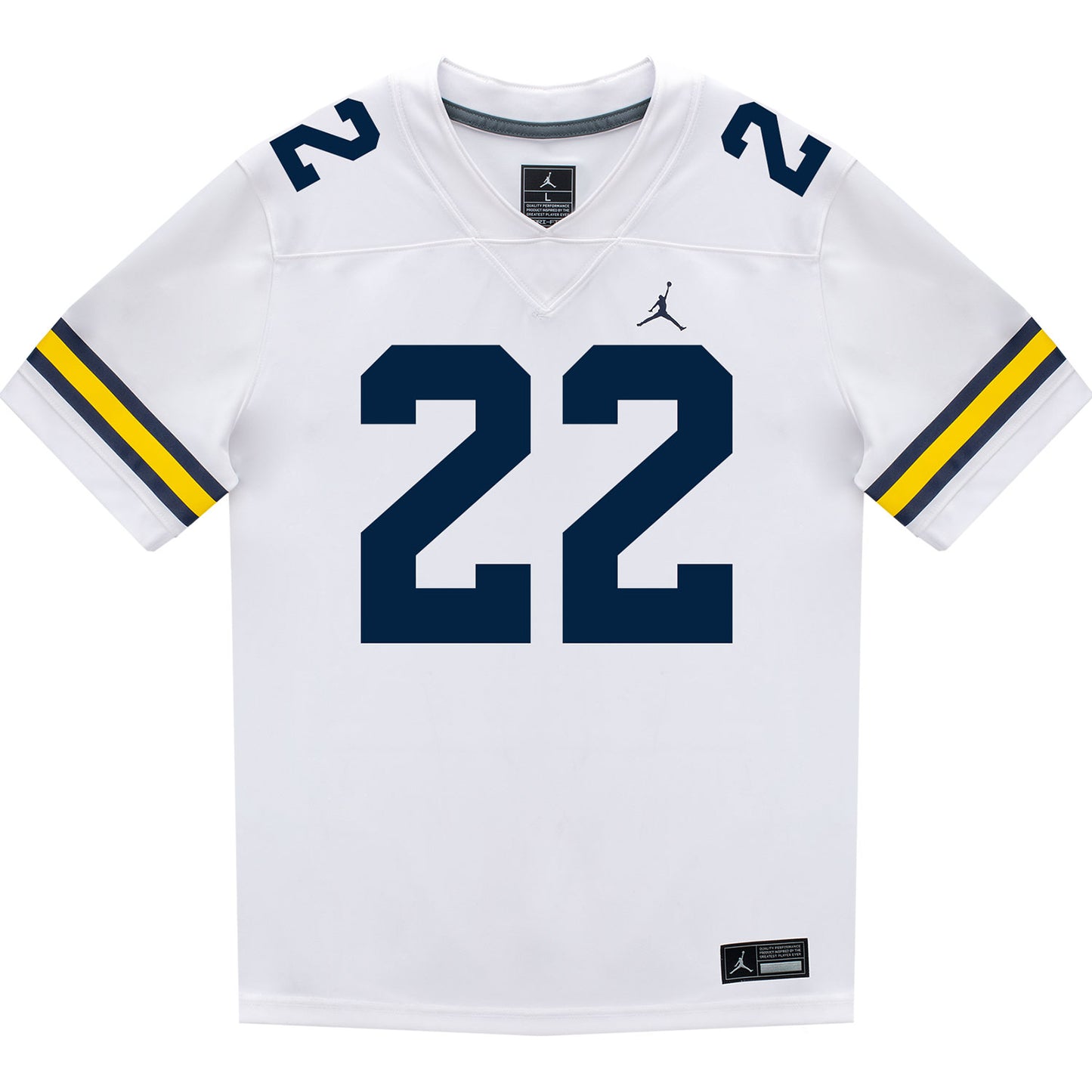 Michigan Wolverines #22 Elijah Dotson Student Athlete White Football Jersey - Front View