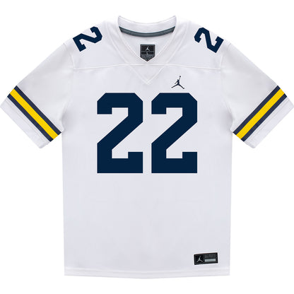 Michigan Wolverines #22 Elijah Dotson Student Athlete White Football Jersey - Front View