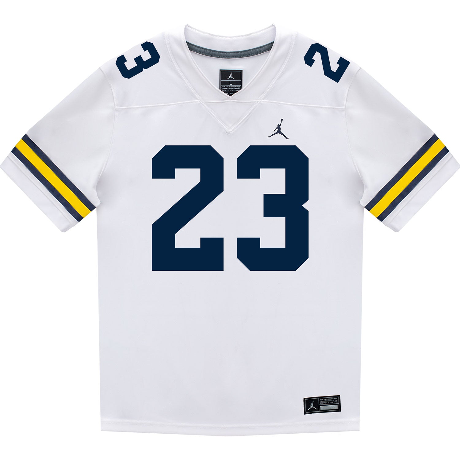Michigan Wolverines #23 Cole Sullivan Student Athlete White Football Jersey - Front View