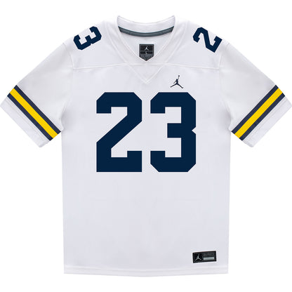 Michigan Wolverines #23 Cole Sullivan Student Athlete White Football Jersey - Front View