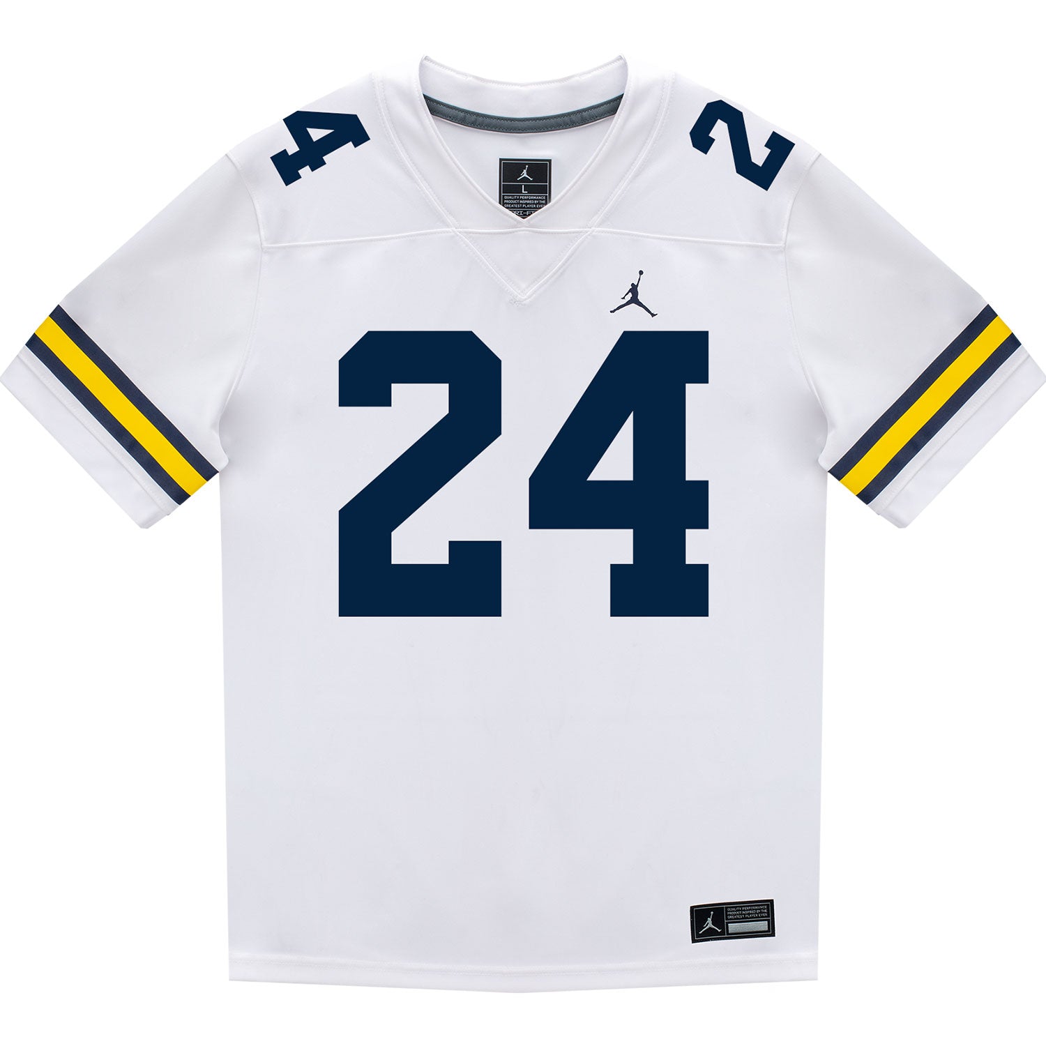 Michigan Wolverines #24 Tevis Metcalf Student Athlete White Football Jersey - Front View