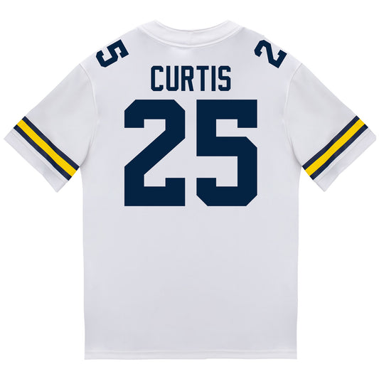 Michigan Wolverines #25 Mason Curtis Student Athlete White Football Jersey - Back View