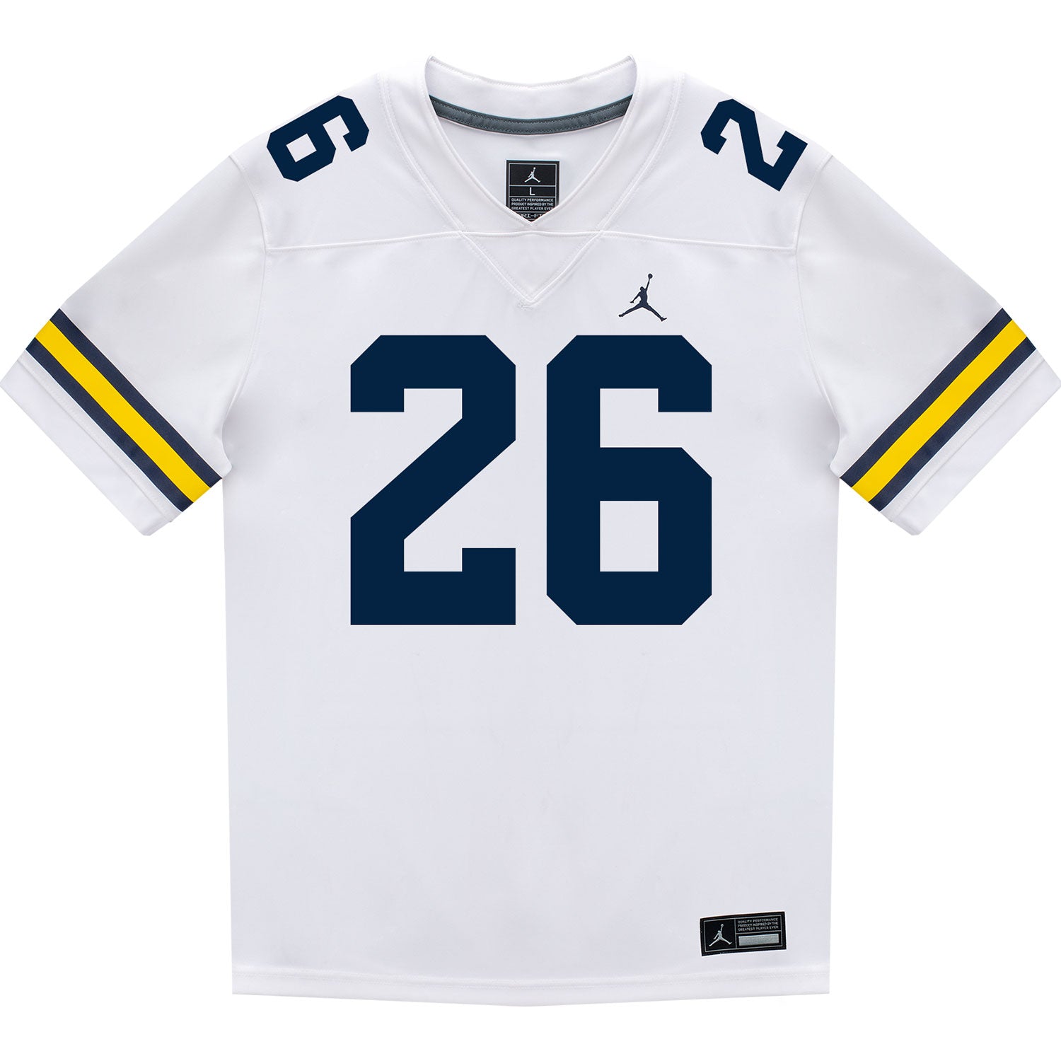 Michigan Wolverines #26 Donovan Johnson Student Athlete White Football Jersey - Front View