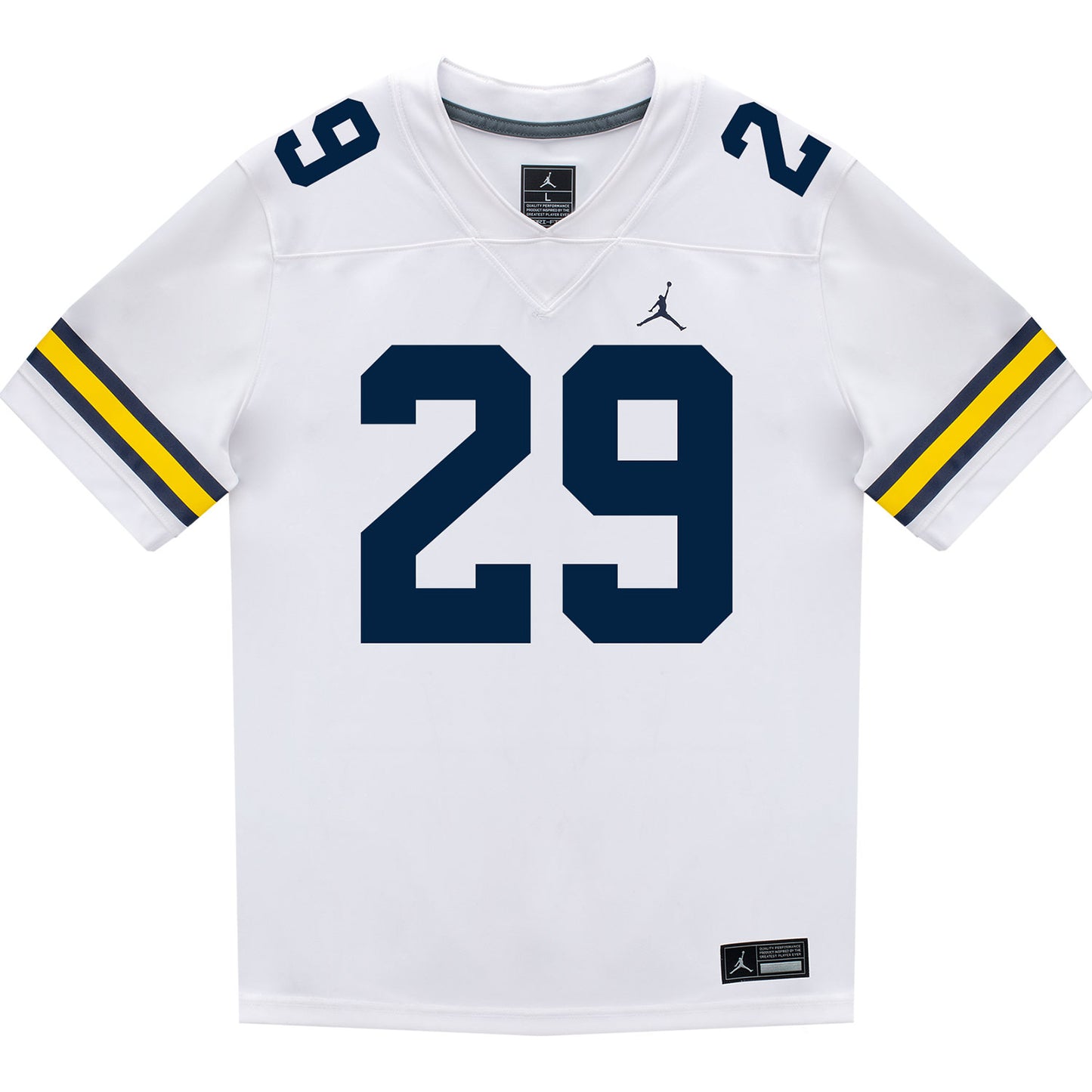 Michigan Wolverines #29 Chase Taylor Student Athlete White Football Jersey - Front View