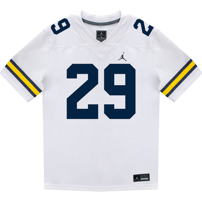 Michigan Wolverines #29 Chase Taylor Student Athlete White Football Jersey - Front View