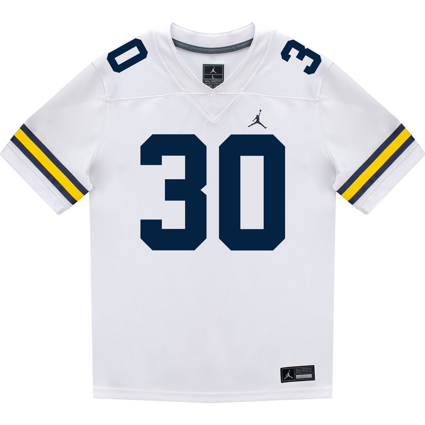 Michigan Wolverines #30 Jimmy Rolder Student Athlete White Football Jersey- Front View