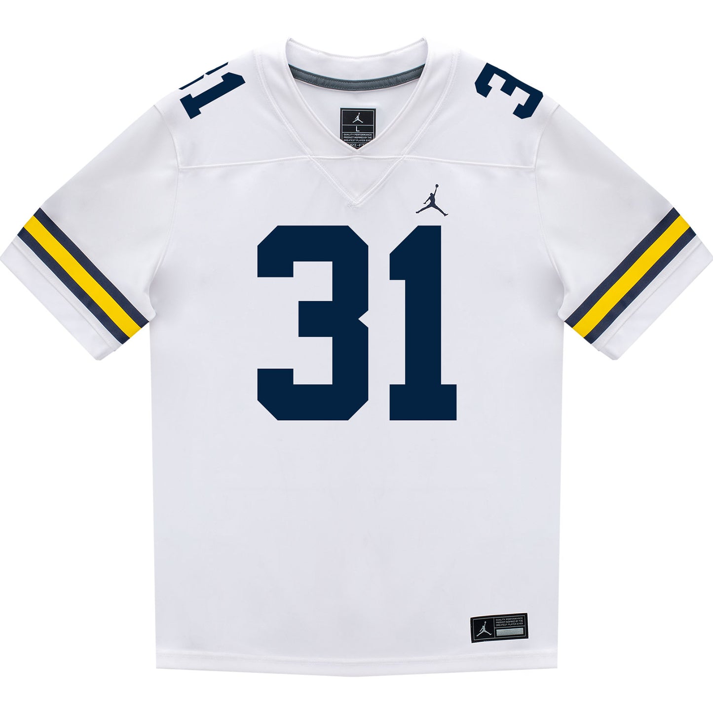 Michigan Wolverines #31 Nico Andrighetto Student Athlete White Football Jersey - Front View