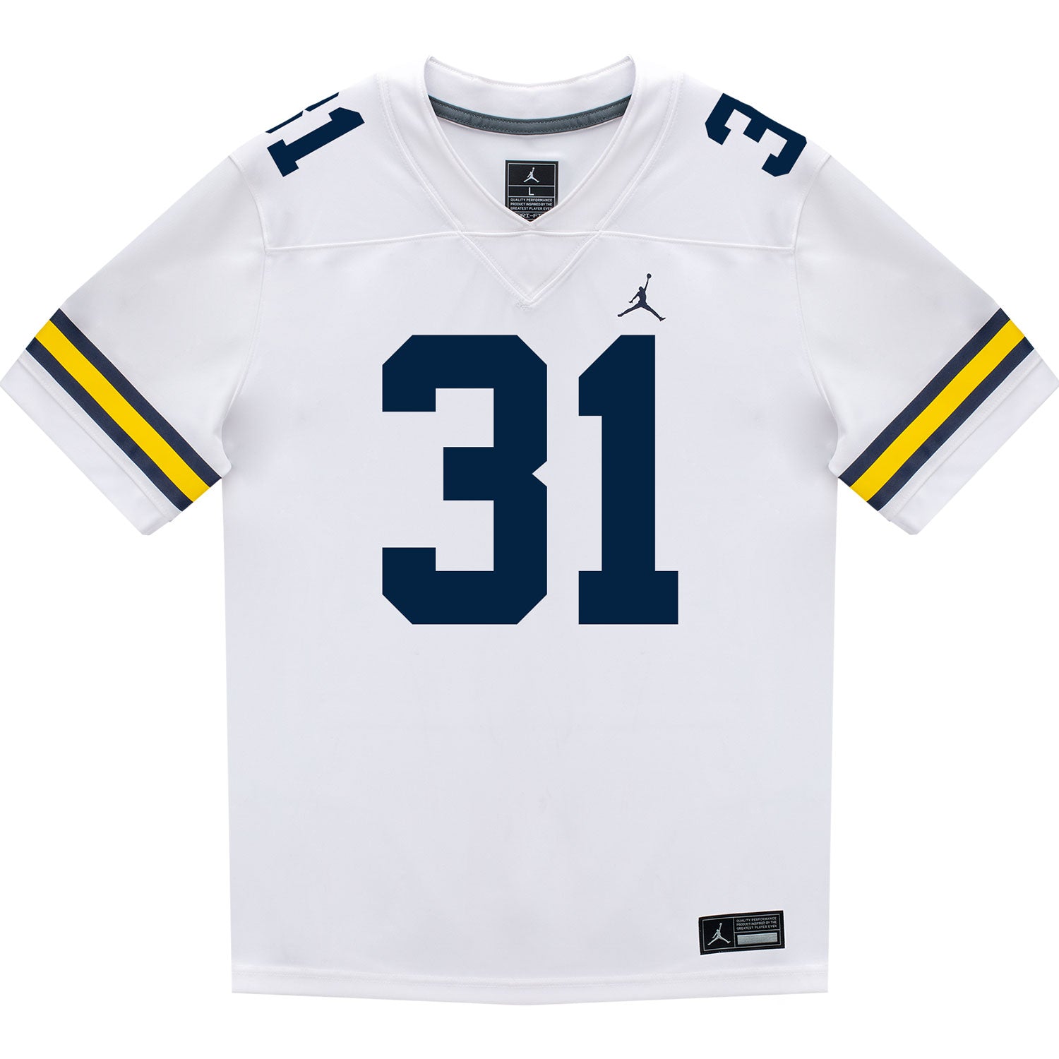 Michigan Wolverines #31 Nico Andrighetto Student Athlete White Football Jersey - Front View