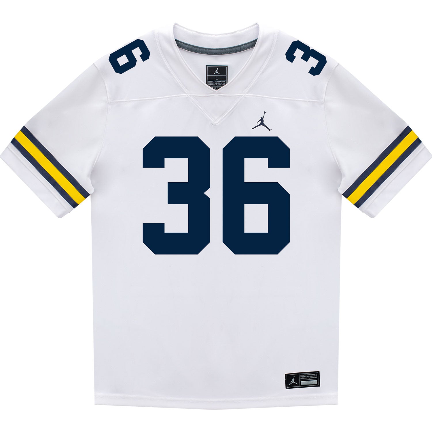 Michigan Wolverines #36 Josh Nichols Student Athlete White Football Jersey - Front View 