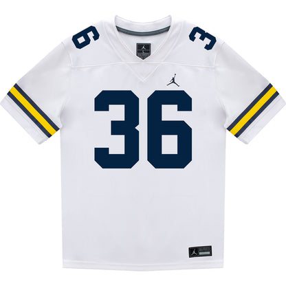 Michigan Wolverines #36 Josh Nichols Student Athlete White Football Jersey - Front View 