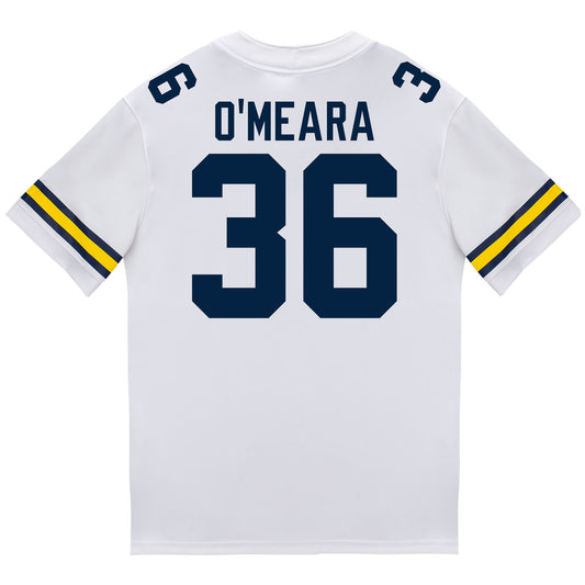 Michigan Wolverines #36 Tomas O'Meara Student Athlete White Football Jersey - Back View