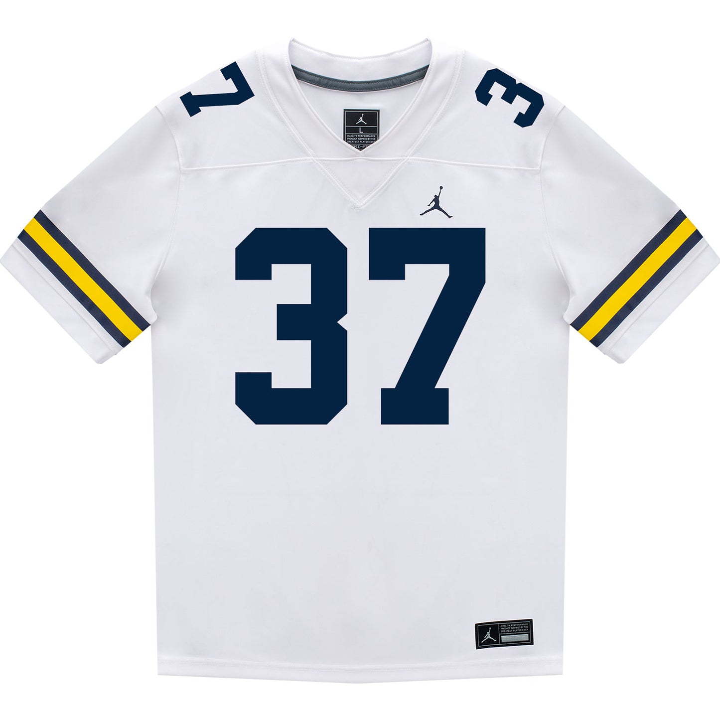 Michigan Wolverines #37 Julius Holly Student Athlete White Football Jersey - Front View