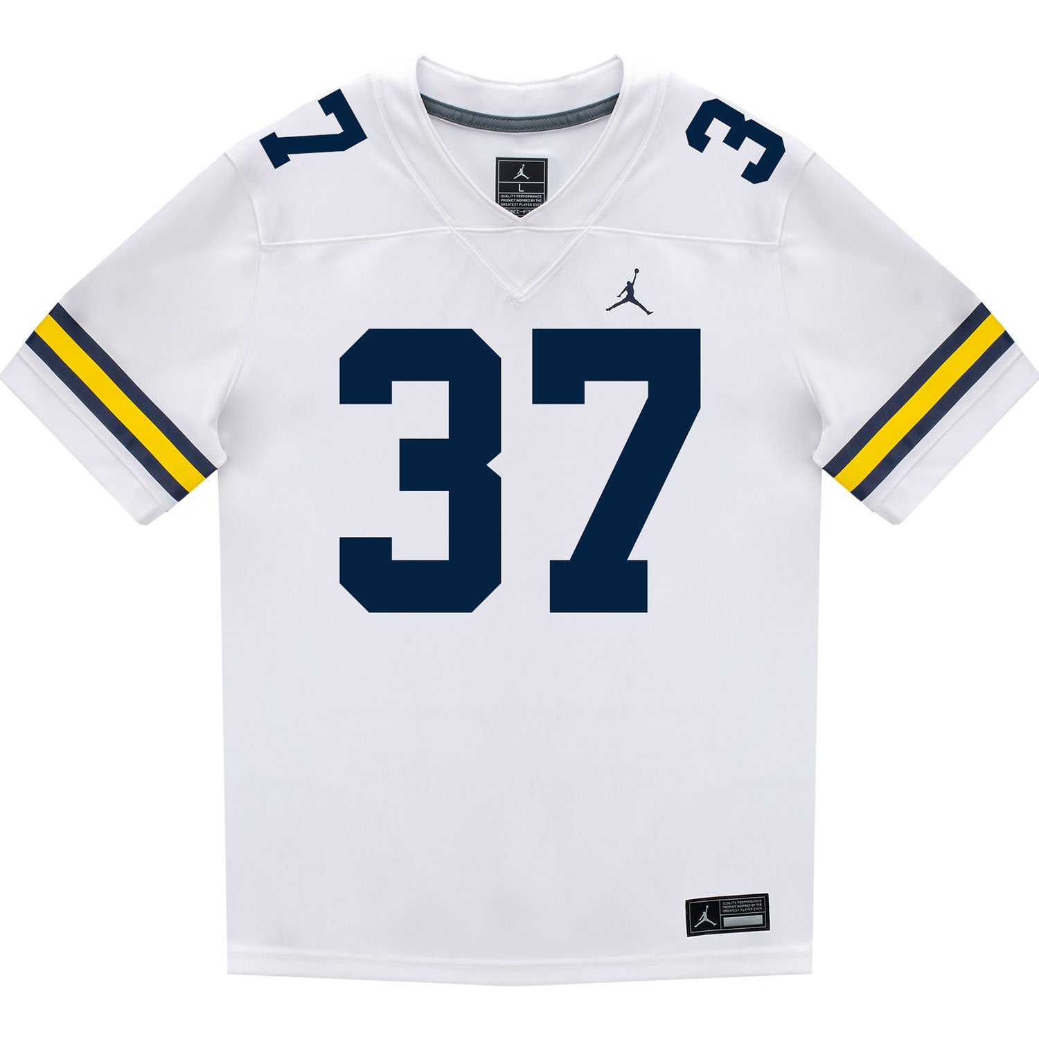 Michigan Wolverines #37 Julius Holly Student Athlete White Football Jersey - Front View