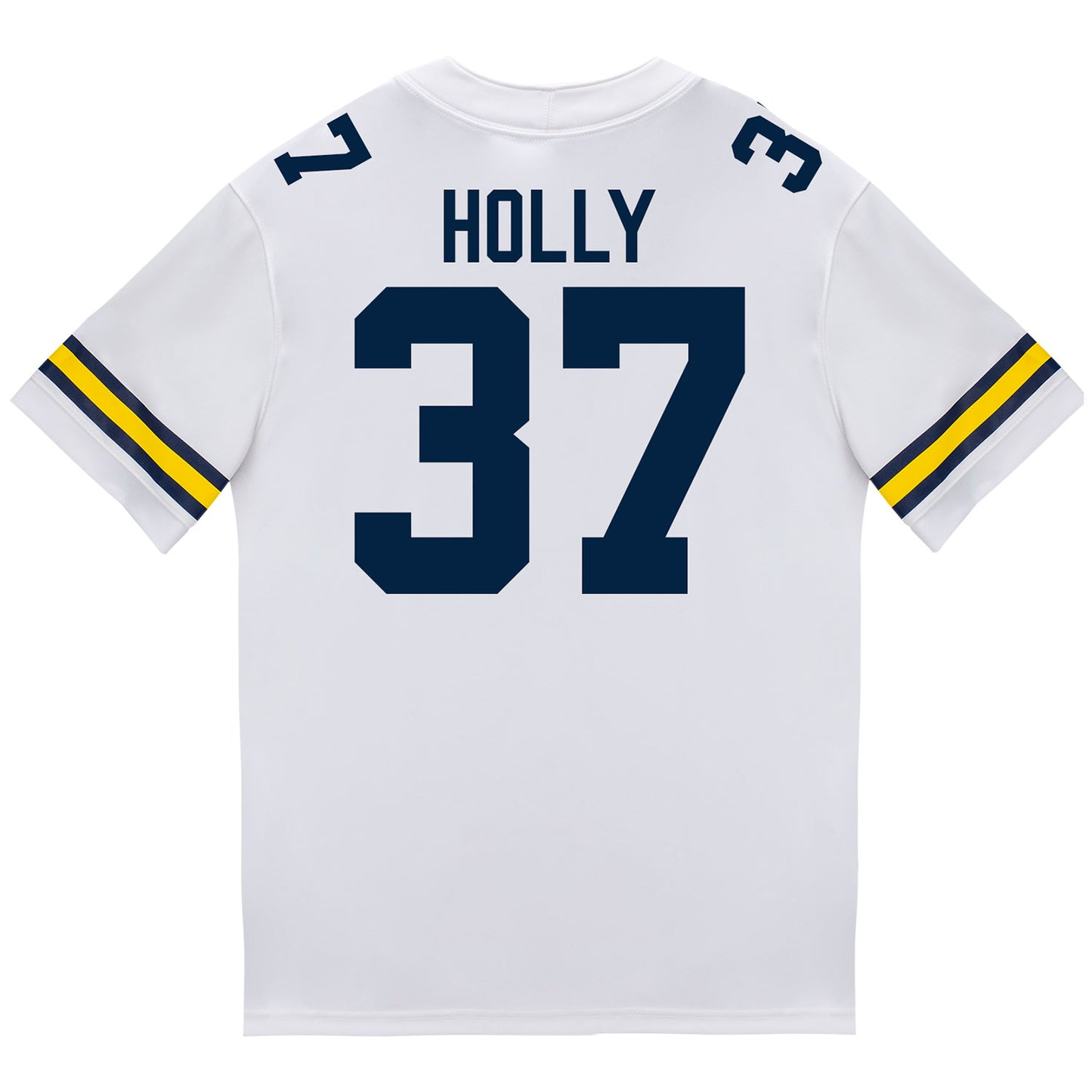 Michigan Wolverines #37 Julius Holly Student Athlete White Football Jersey - Back View