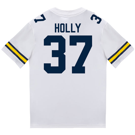 Michigan Wolverines #37 Julius Holly Student Athlete White Football Jersey - Back View