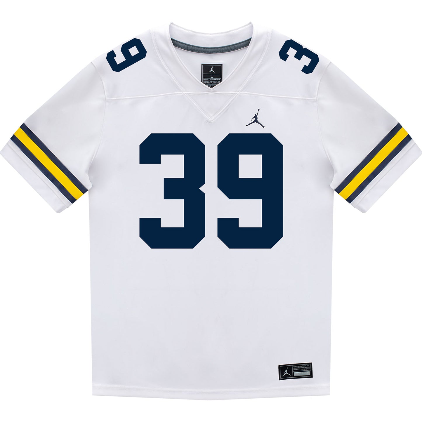 Michigan Wolverines #39 Joe Taylor Student Athlete White Football Jersey - Front View
