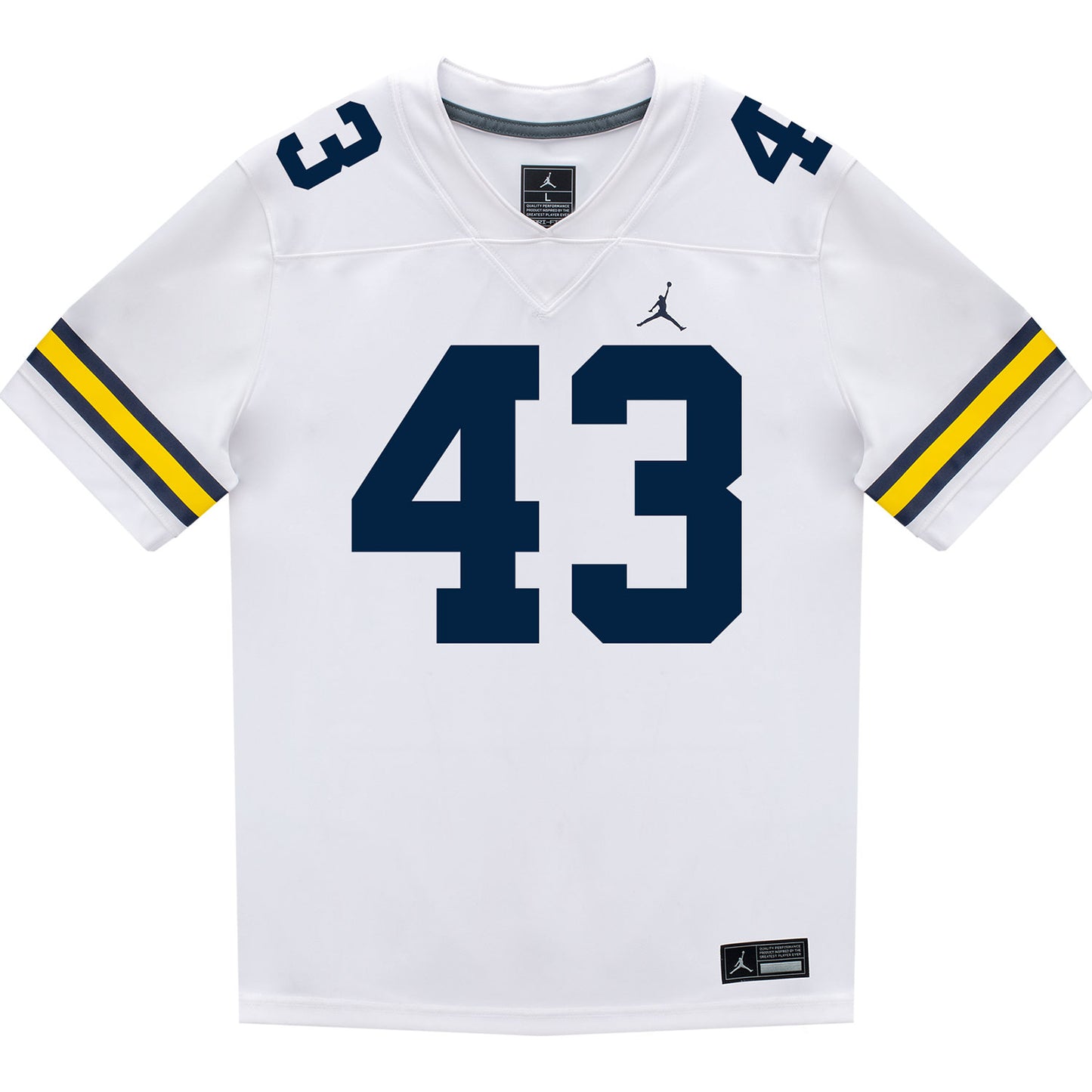 Michigan Wolverines #43 Zach Ludwig Student Athlete White Football Jersey - Front View