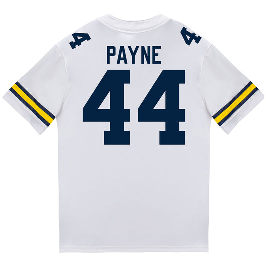 Michigan Wolverines #44 Damon Payne Student Athlete White Football Jersey - Back View