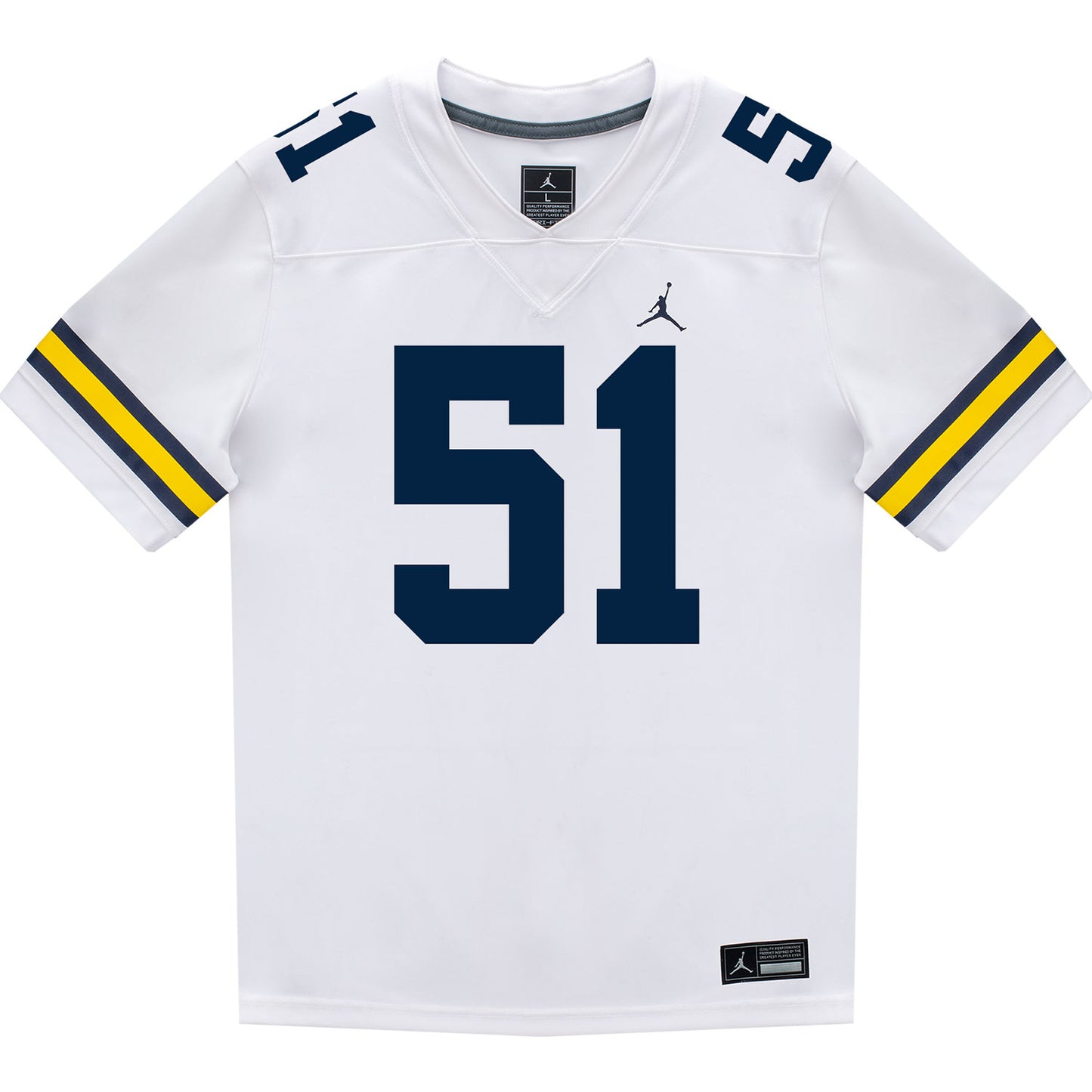 Michigan Wolverines #51 Greg Crippen Student Athlete White Football Jersey - Front View