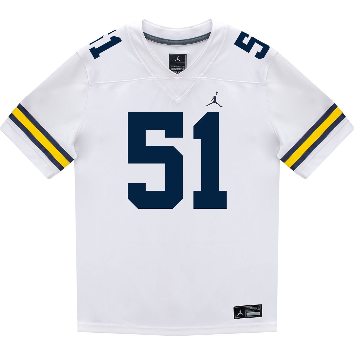 Michigan Wolverines #51 Greg Crippen Student Athlete White Football Jersey - Front View