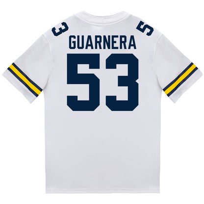 Michigan Wolverines #53 Jake Guarnera Student Athlete White Football Jersey - Back View